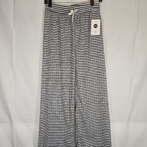 New Mix Wide Leg Pants in Black & White Gingham